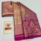 Silk Mark Certified Rose Gold Tissue & Rani Pink Kanjivaram Pure Silk Saree with Peacock Zari Border
