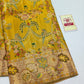 Silk Mark Certified Mustard Yellow & Amber Gold Tissue Kanjivaram Pure Silk Saree with Meenakari Floral & Bird Brocade
