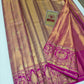 Silk Mark Certified Rose Gold Tissue & Rani Pink Kanjivaram Pure Silk Saree with Peacock Zari Border