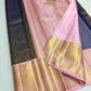 Silk Mark Certified Midnight Blue & Pastel Pink Tissue Kanjivaram Pure Silk Saree with Gold Zari Floral Jaal