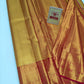 Silk Mark Certified Metallic Amber Gold Tissue & Crimson Red Kanjivaram Pure Silk Saree with Paisley Zari Border