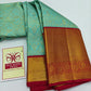 Silk Mark Certified Mint Green Tissue & Crimson Red Kanjivaram Pure Silk Saree with Medallion Floral Jaal