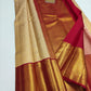 Silk Mark Certified Champagne Gold Tissue & Rani Pink Kanjivaram Pure Silk Saree with Paisley Floral Jaal