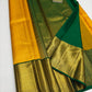 Silk Mark Certified Mustard Yellow Tissue & Emerald Green Kanjivaram Pure Silk Saree with Gold Zari Floral Jaal