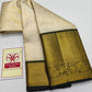 Silk Mark Certified Off-White Tissue & Forest Green Kanjivaram Pure Silk Saree with Gold Zari Floral Jaal