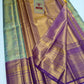 Silk Mark Certified Sea Green Tissue & Royal Purple Kanjivaram Pure Silk Saree with Meenakari Floral Jaal & Amber Gold Tissue