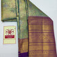 Silk Mark Certified Sea Green Tissue & Royal Purple Kanjivaram Pure Silk Saree with Meenakari Floral Jaal & Amber Gold Tissue