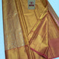 Silk Mark Certified Amber Gold Tissue & Coral Pink Kanjivaram Pure Silk Saree with Floral Jaal & Medallion Border