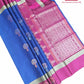 Royal Blue & Rani Pink Kanjivaram Style Semi-Silk Saree with Tree of Life Motifs & Silver Lattice Pallu