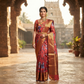 Exquisite Red Floral Print Kanjivaram Silk Sari with Rich Zari Border