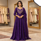 Royal Purple Gold Zardozi Embroidered Flared Anarkali Suit Set
