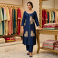 Midnight Navy Blue Silk Kurta Set with Pearl Placket & Floral Zari Embroidery
