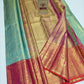 Silk Mark Certified Sea Green Tissue & Orchid Pink Kanjivaram Pure Silk Saree with Floral Jaal & Peacock Border