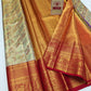 Silk Mark Certified Amber Gold Tissue & Crimson Red Kanjivaram Pure Silk Saree with Meenakari Medallions & Elephant Border