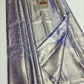 Silk Mark Certified Periwinkle Blue & Platinum Gold Tissue Kanjivaram Pure Silk Saree with Floral Brocade