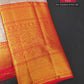 Silk Mark Certified Ice Blue & Amber Gold Tissue Kanjivaram Pure Silk Saree with Floral Brocade & Crimson Red Border