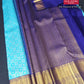 Silk Mark Certified Sky Blue & Royal Purple Kanjivaram Pure Silk Saree with Geometric Lattice & Gold Zari Pallu
