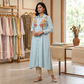 Chic Powder Blue Floral Embroidered Collared Tunic kurta